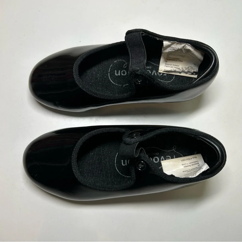 🌺 Revolution Dance Toddler Girl's 12.5 Black Patent Buckle Tap